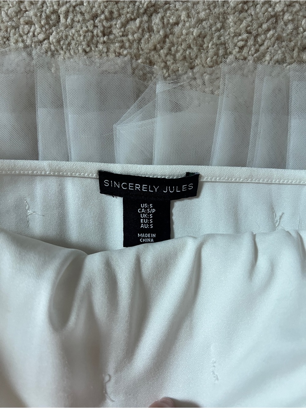 White Tulle Ruffled Strapless Top - Picture 2 of 5
